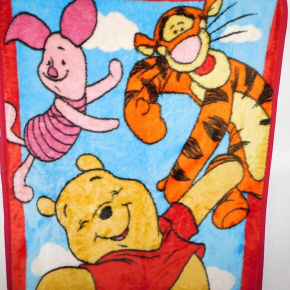 Disney Nemcor VTG Winnie the Pooh Piglet Tigger Fleece Plush Blanket 31" x 42" - Picture 2 of 6